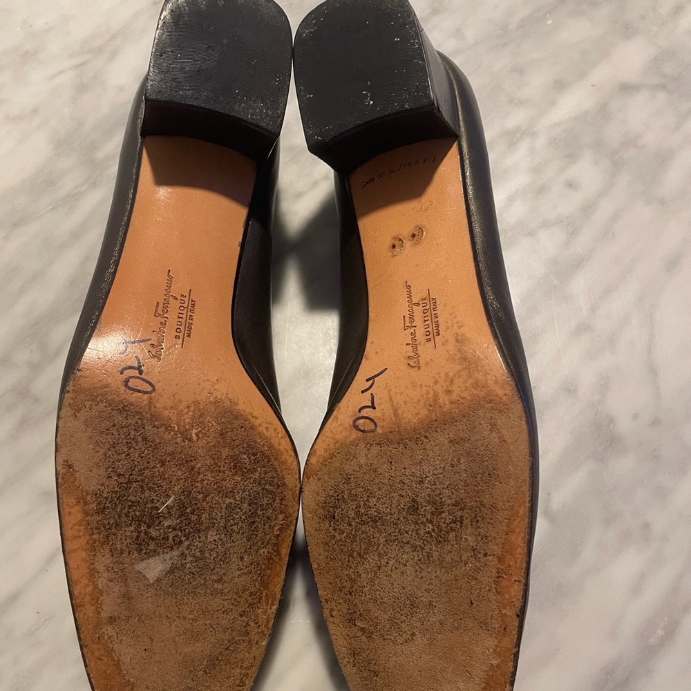 Vintage Salvatore Ferragamo Women's Metallic Gray Loafers - Picture 9 of 12